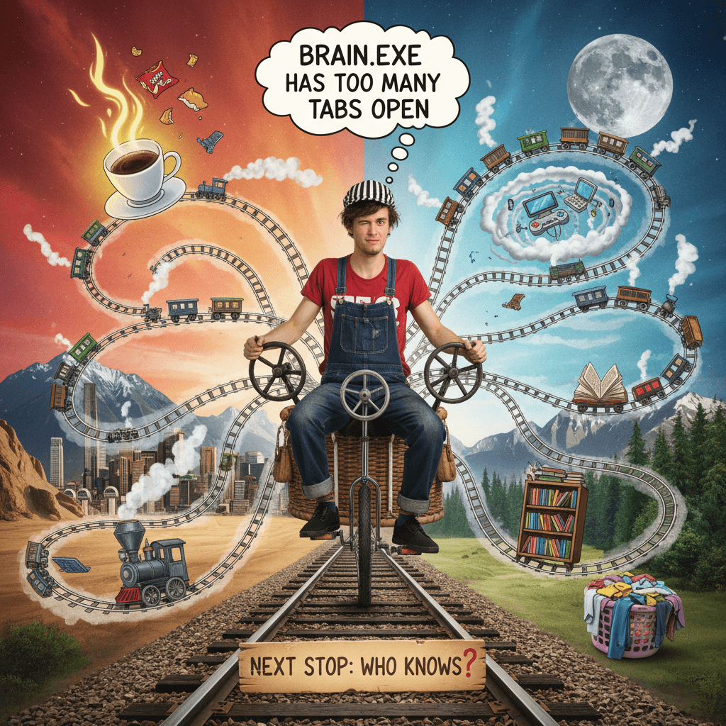 ADHD brain takes the scenic route, literally everywhere at once