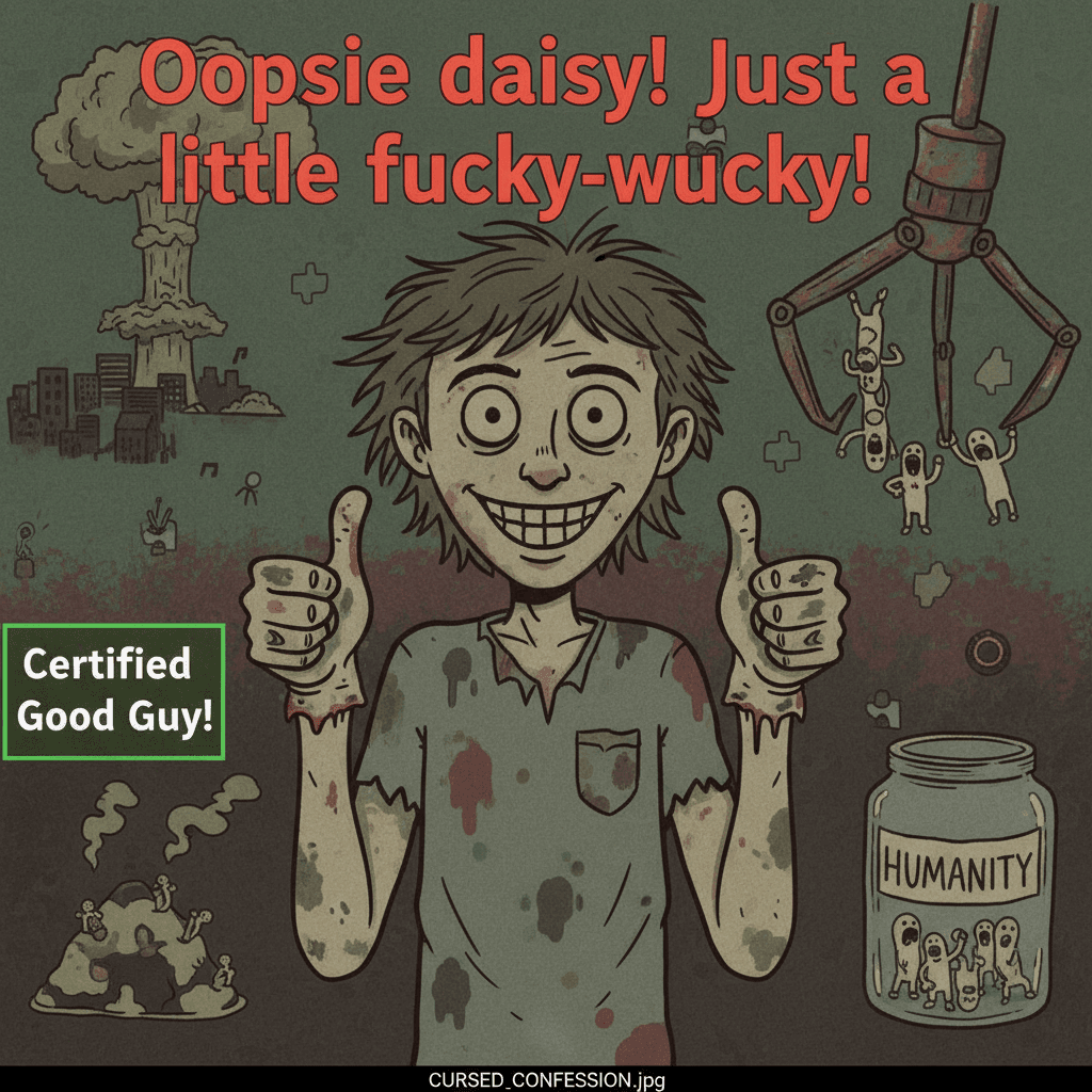 casual admission of crimes against humanity with a smile