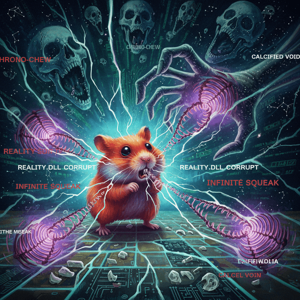 tiny hamster tears holes in spacetime, bones involved