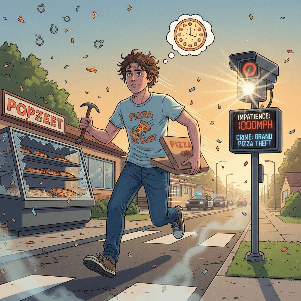 Pizza wait game so strong he speedran a felony