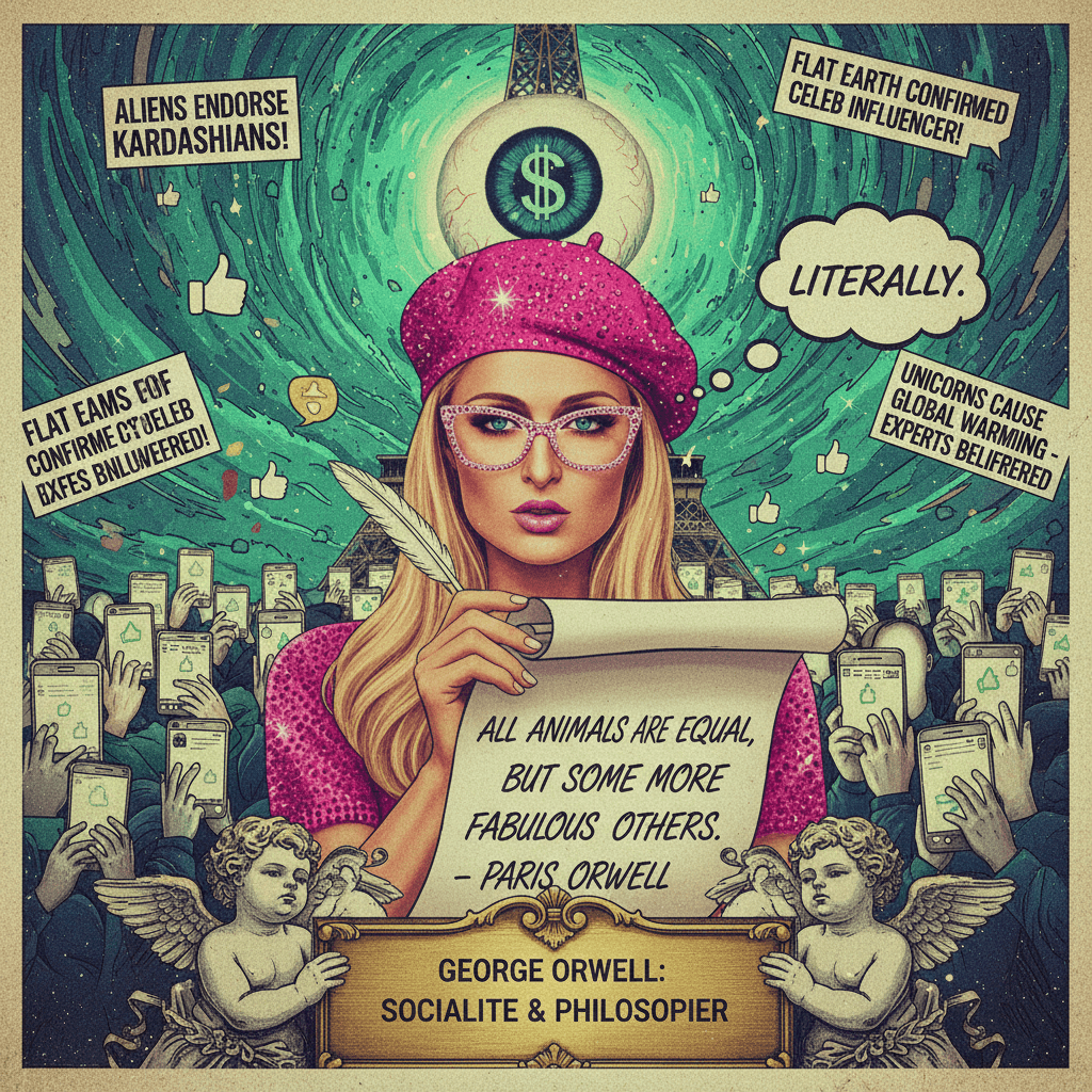 Paris Hilton suddenly becomes Orwell; nobody fact-checks anymore