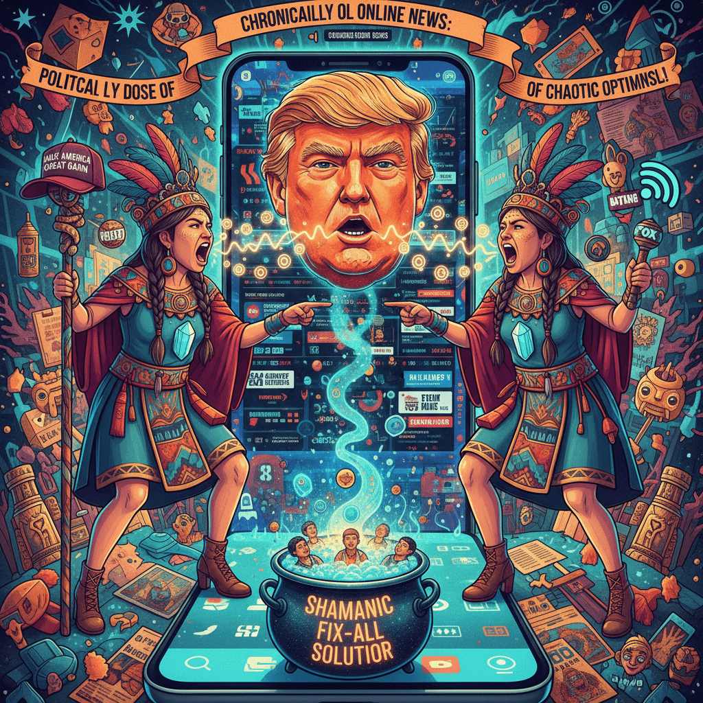 two ladies yelling about trump while pretending peruvian shamans fix everything