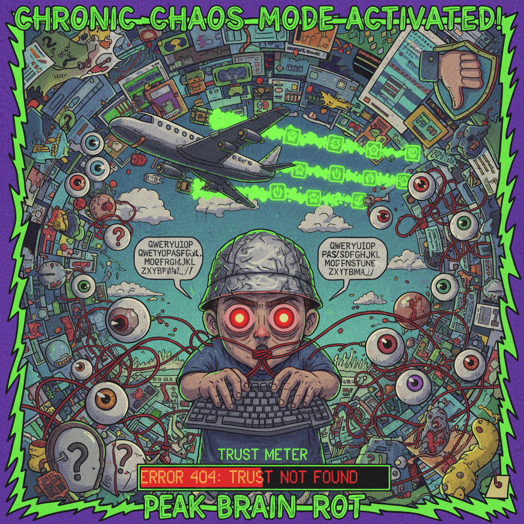 chemtrails + power-ups + trust issues = peak chronically-online chaos