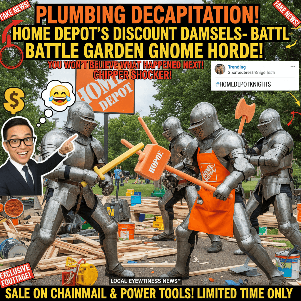 Local news discovers medieval combat in park, highlights Home Depot's finest