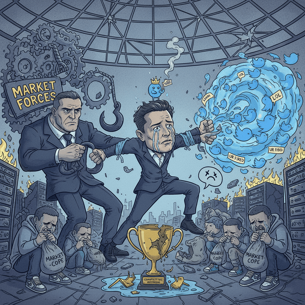 Elon gets ratio'd by market forces and his own Twitter posts