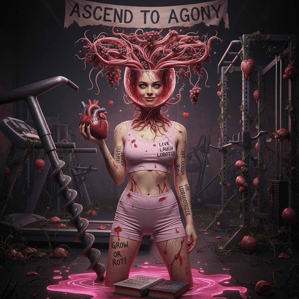 rosé girl meets body horror: a self-help tragedy in progress