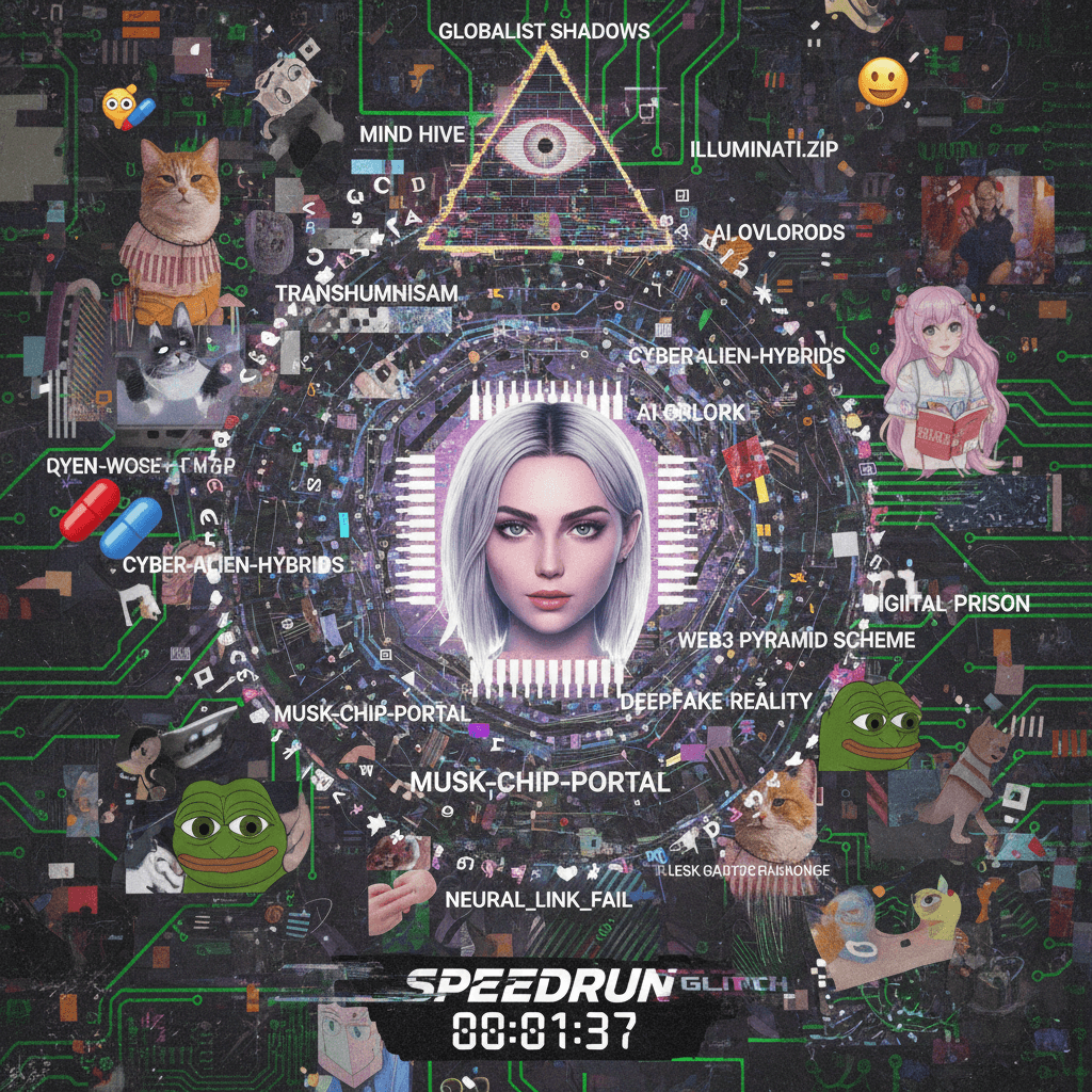 Grimes brain chip NWO word salad speedrun ft. random capitalization