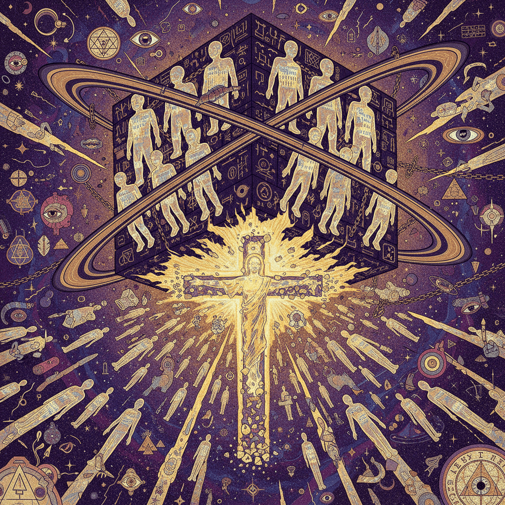 Saturn's geometry trap vs Christ's dimensional jailbreak, explained