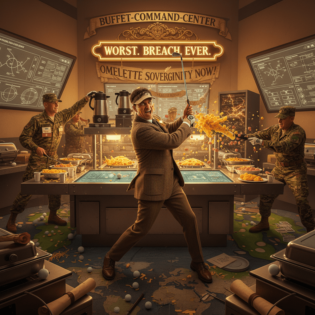 war room compromised by omelette-seeking golfer (worst security breach)