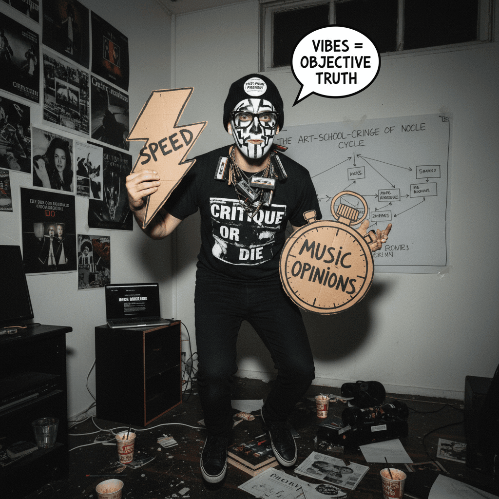 Jonny Banger speedrunning music criticism with face paint and vibes