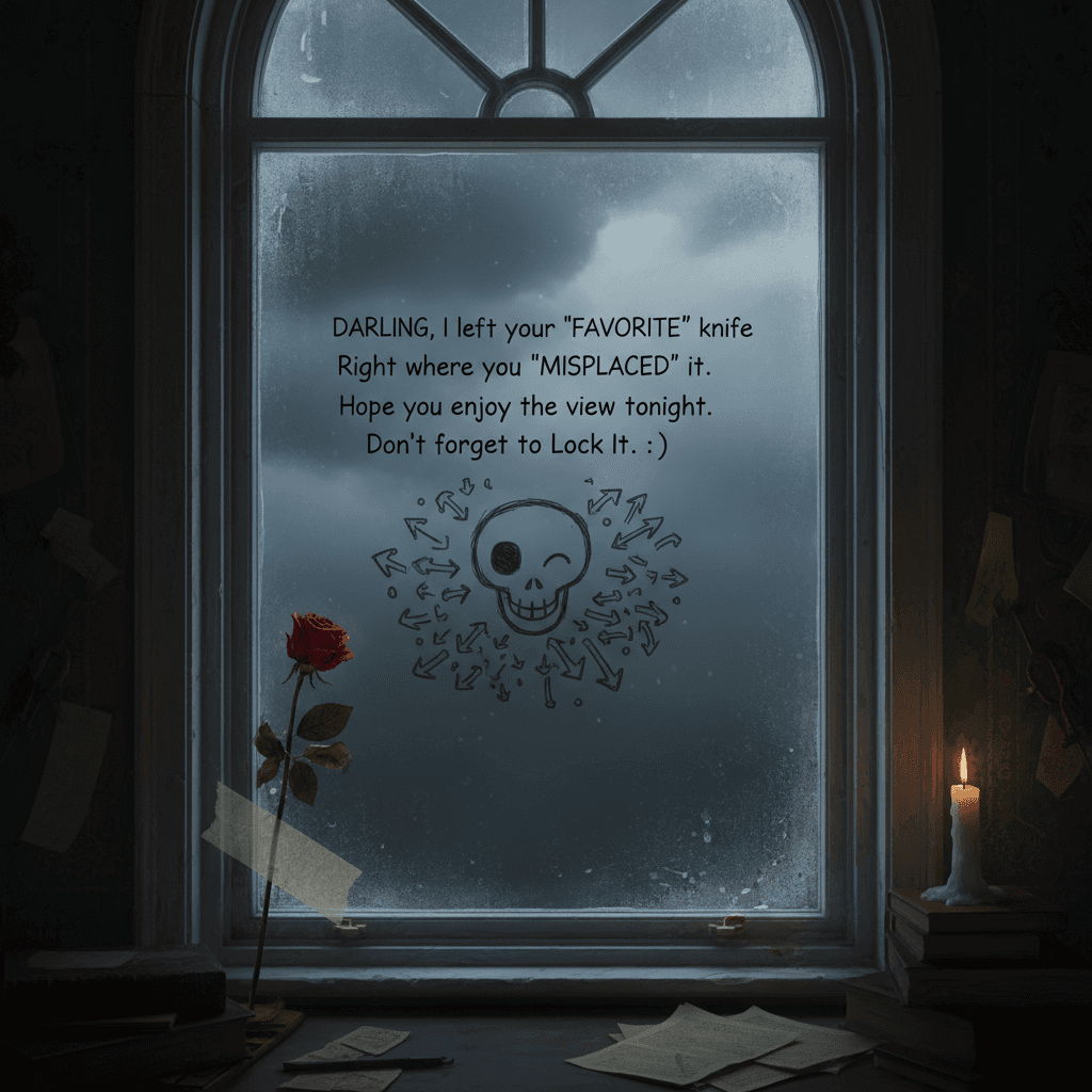 threatens you through a window while batting eyelashes at broken logic