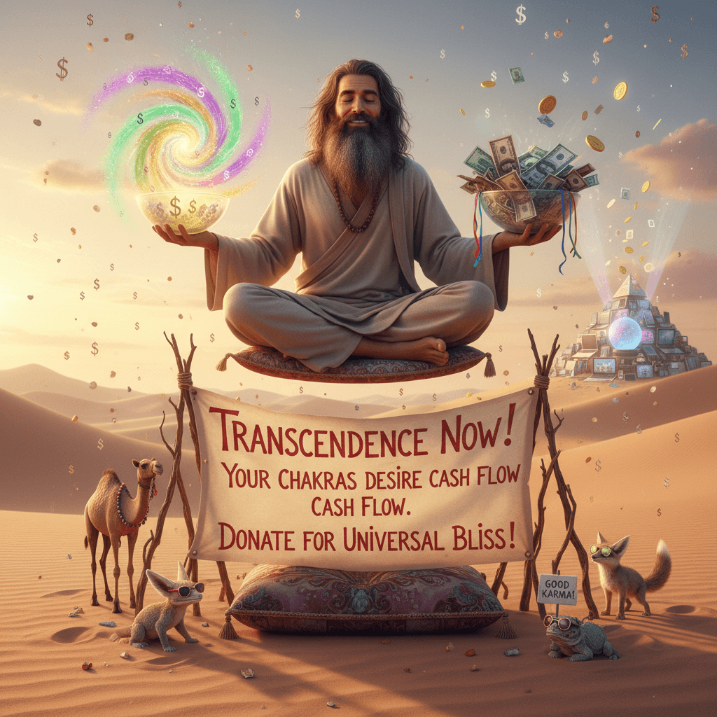 man achieves enlightenment through desert sitting, requests your money via donation