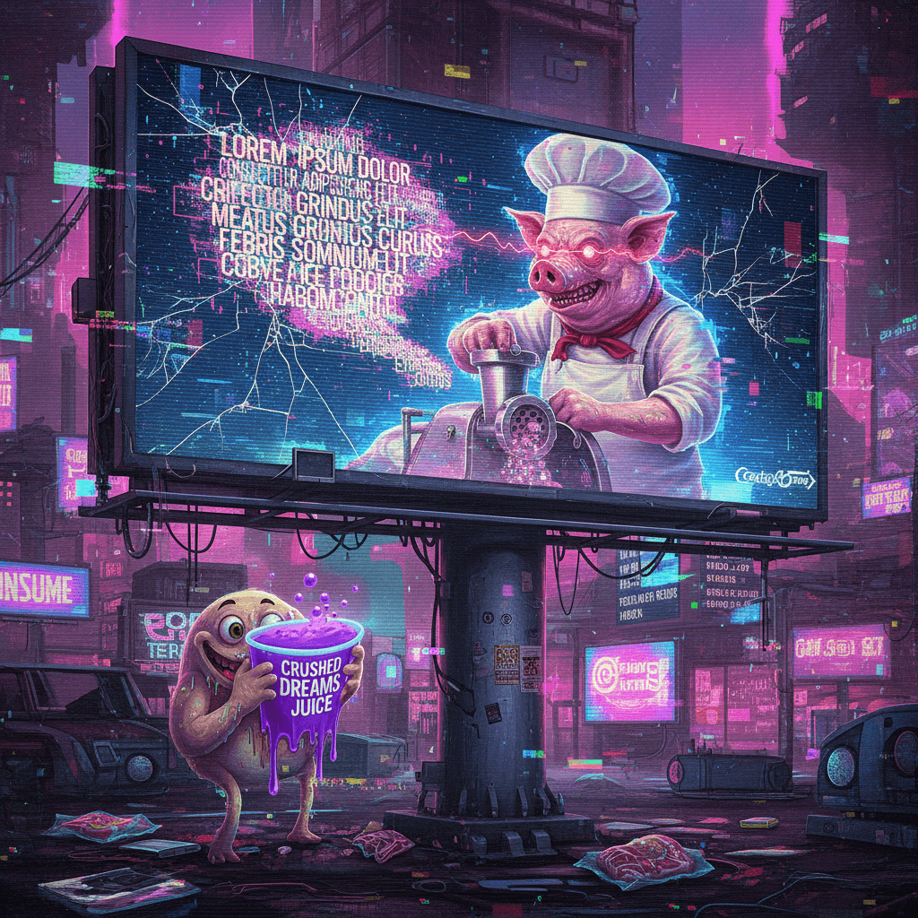 cursed meat grindset meets lorem ipsum fever dream