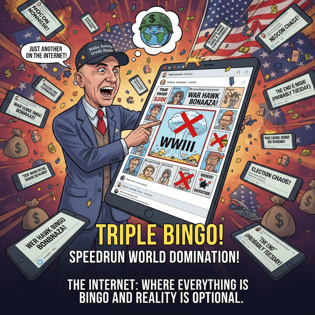 Neocon bingo card hits WWIII in one posting