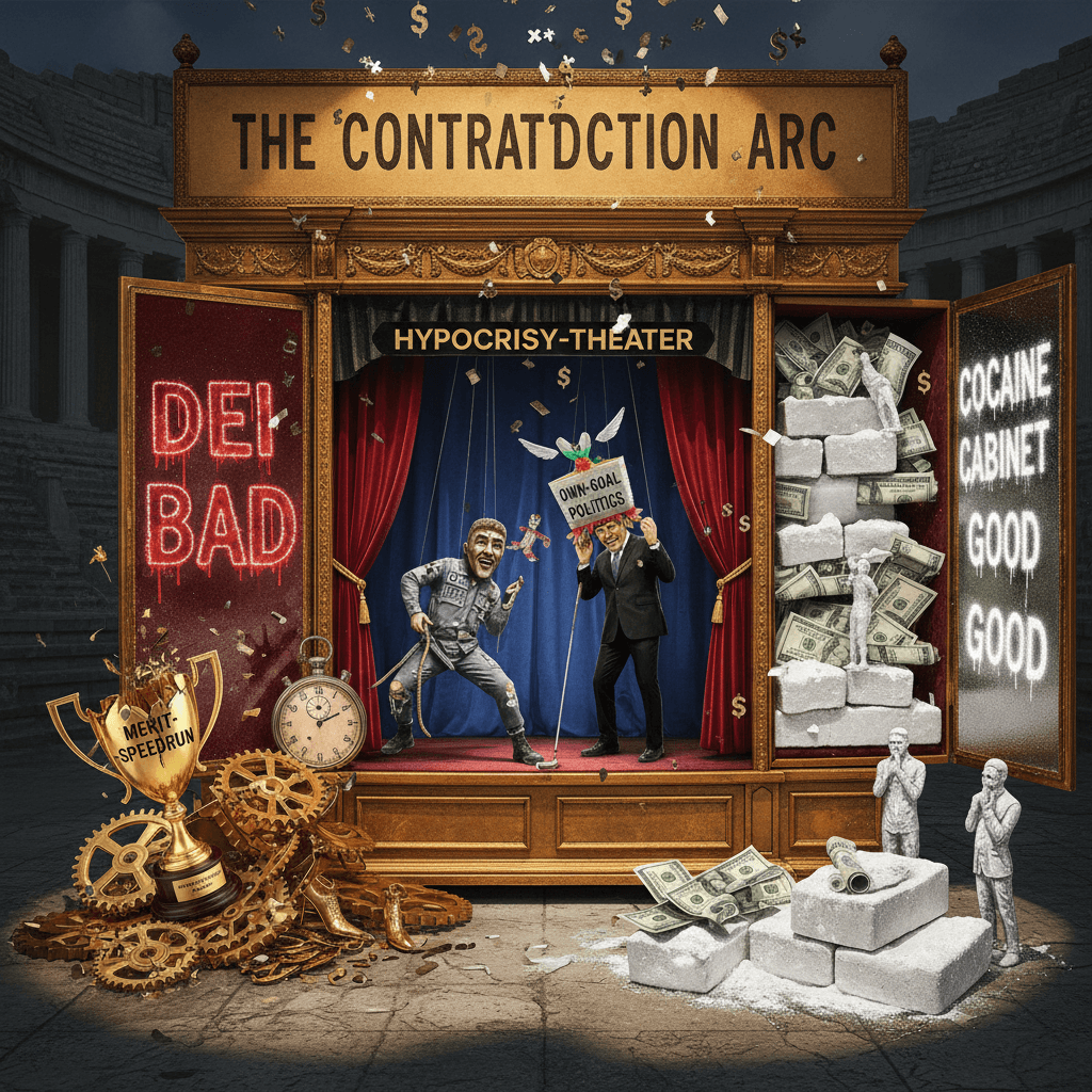 DEI bad, cocaine cabinet good—the contradition arc