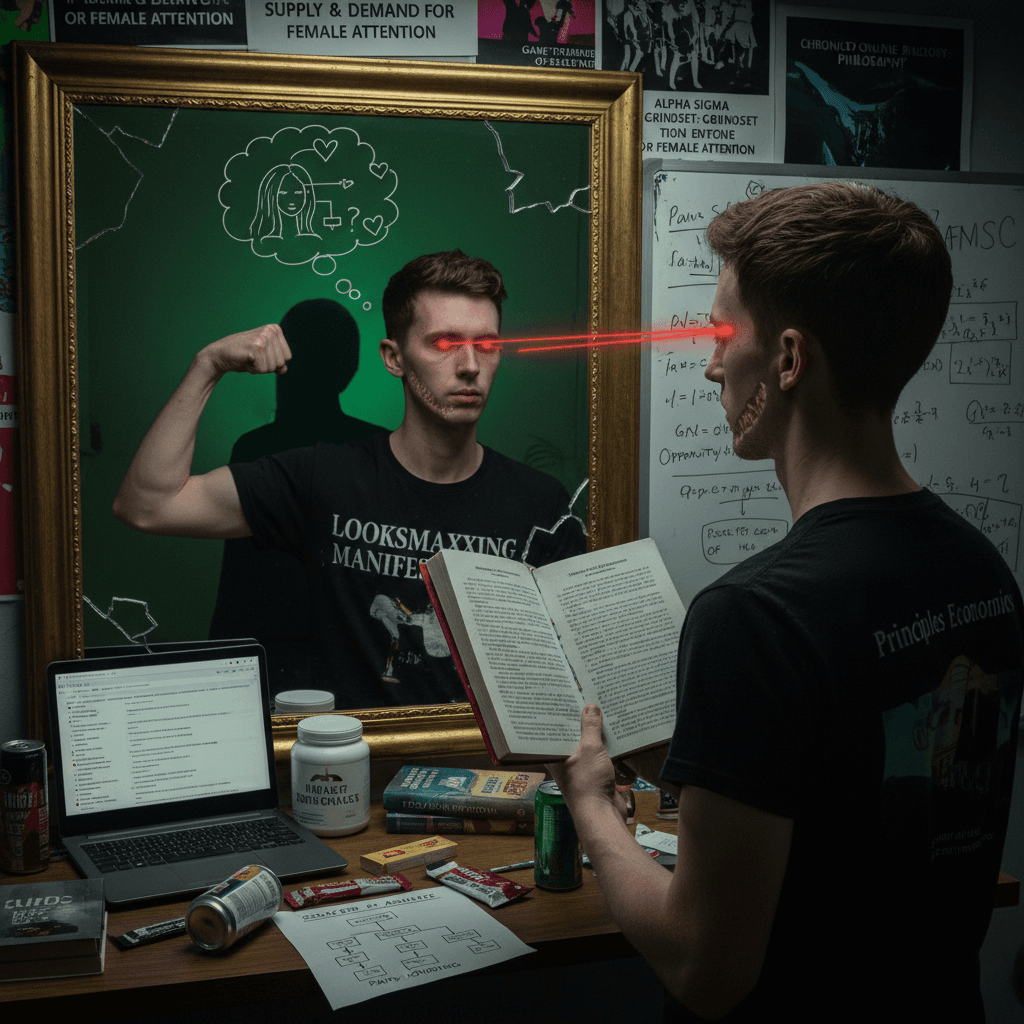 Self-help meets self-hate: looksmax bro discovers women via economics