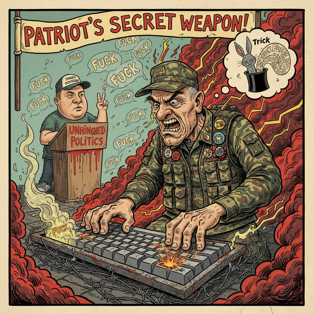 Angry vet discovers this one weird trick (repeating 'fuck')