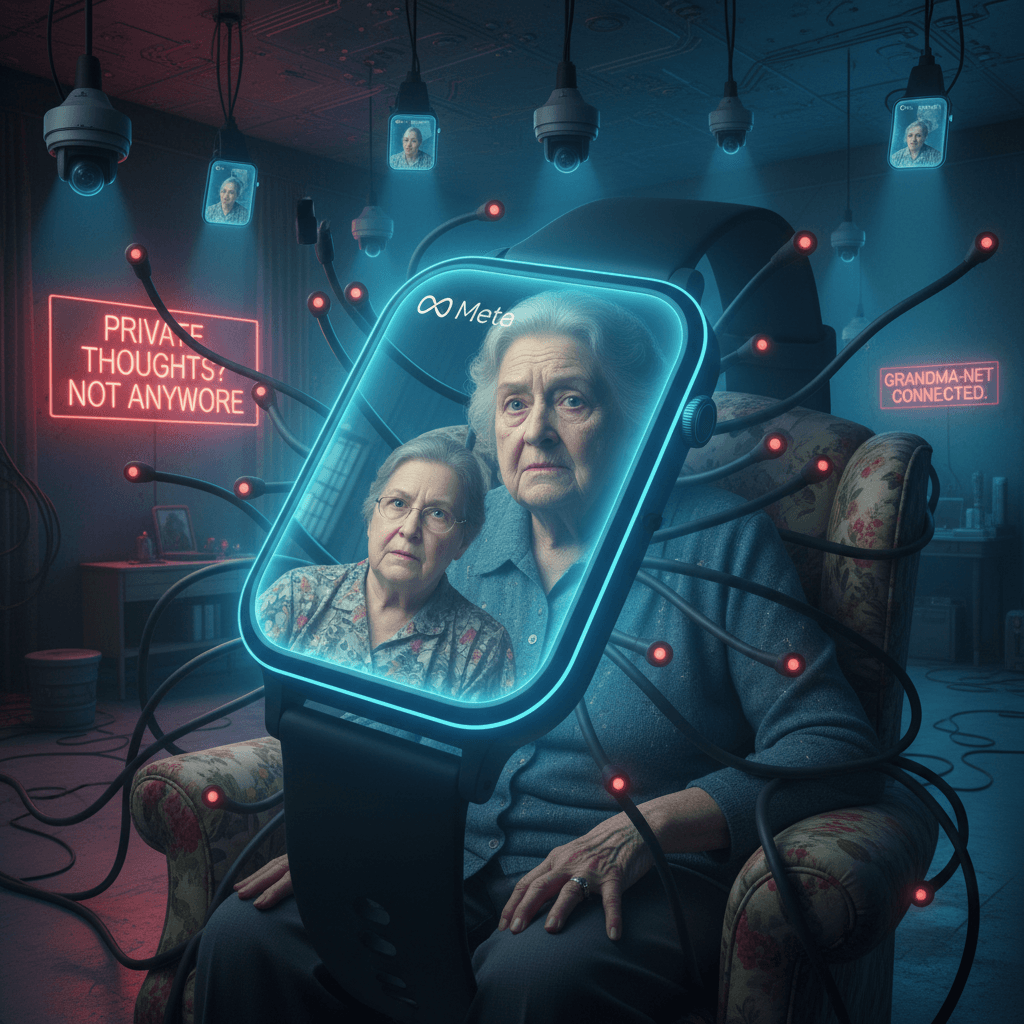 meta smartwatch sees grandma, grandma sees meta smartwatch, everyone uncomfortable