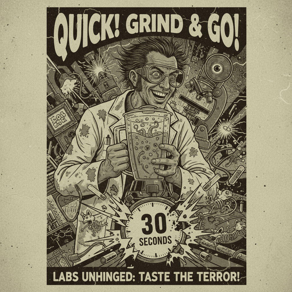 30 seconds to mouse soup: peak 70s lab marketing gone feral