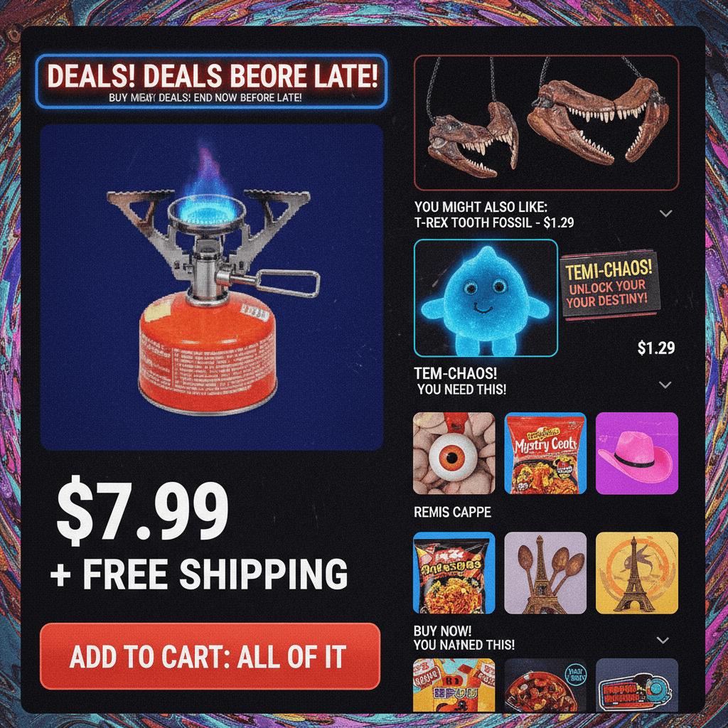 Temu's algorithm saw camping stove + immediately recommended dinosaur teeth