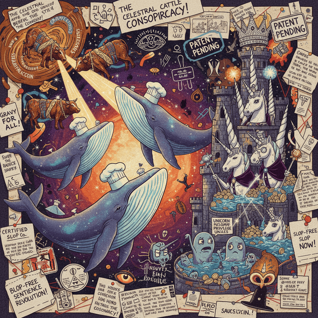 space whales demand roast beef while unicorns hoard privilege, certified slop
