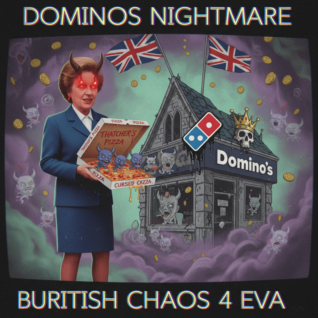 Thatcher's pizza box demons haunt dominos in this fever dream