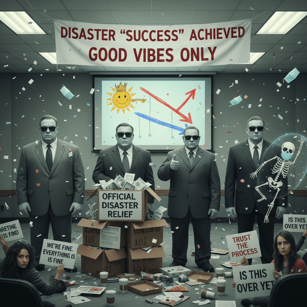 Government declares disaster 'success' with straight face and vibes