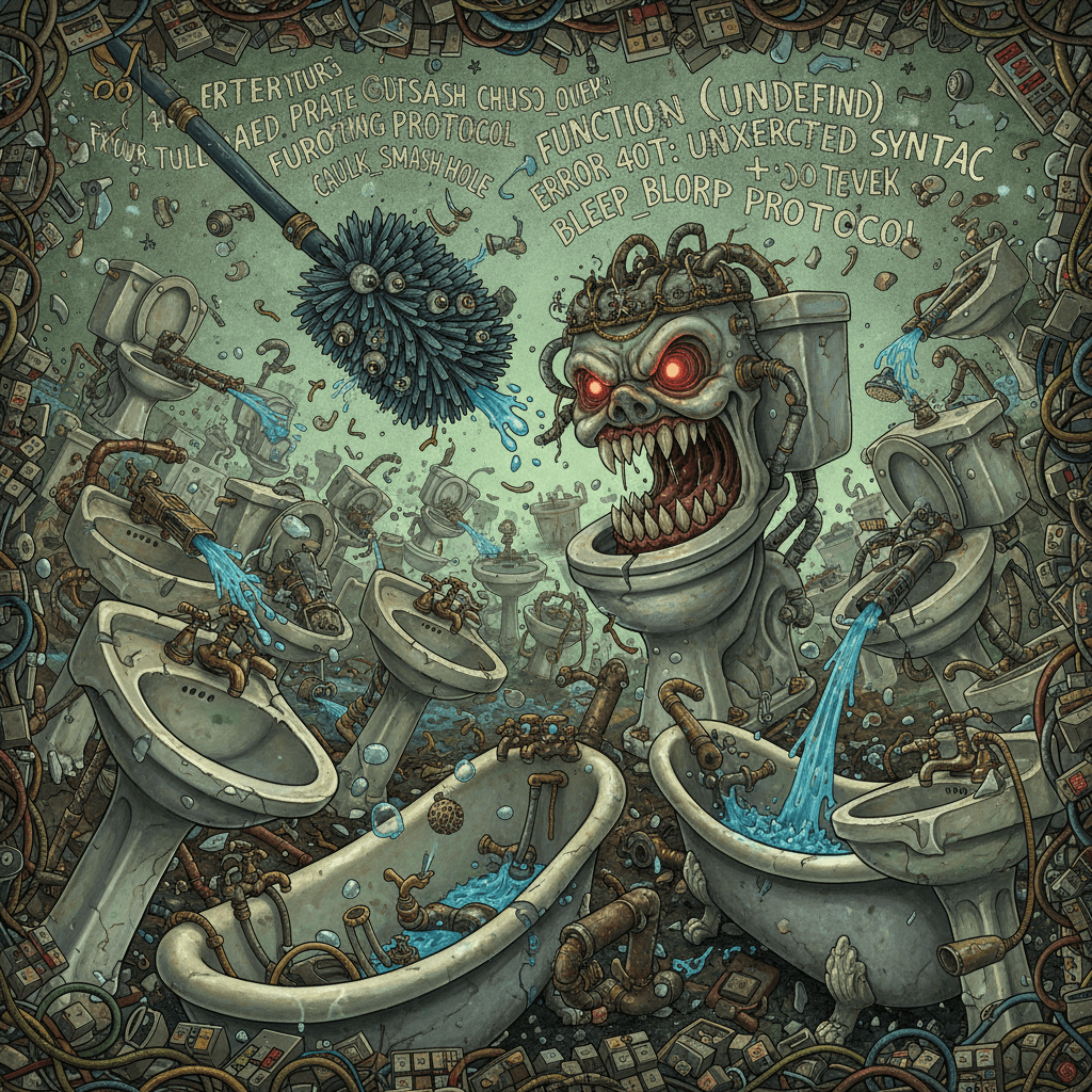 bathroom fixtures wage war while language has a seizure