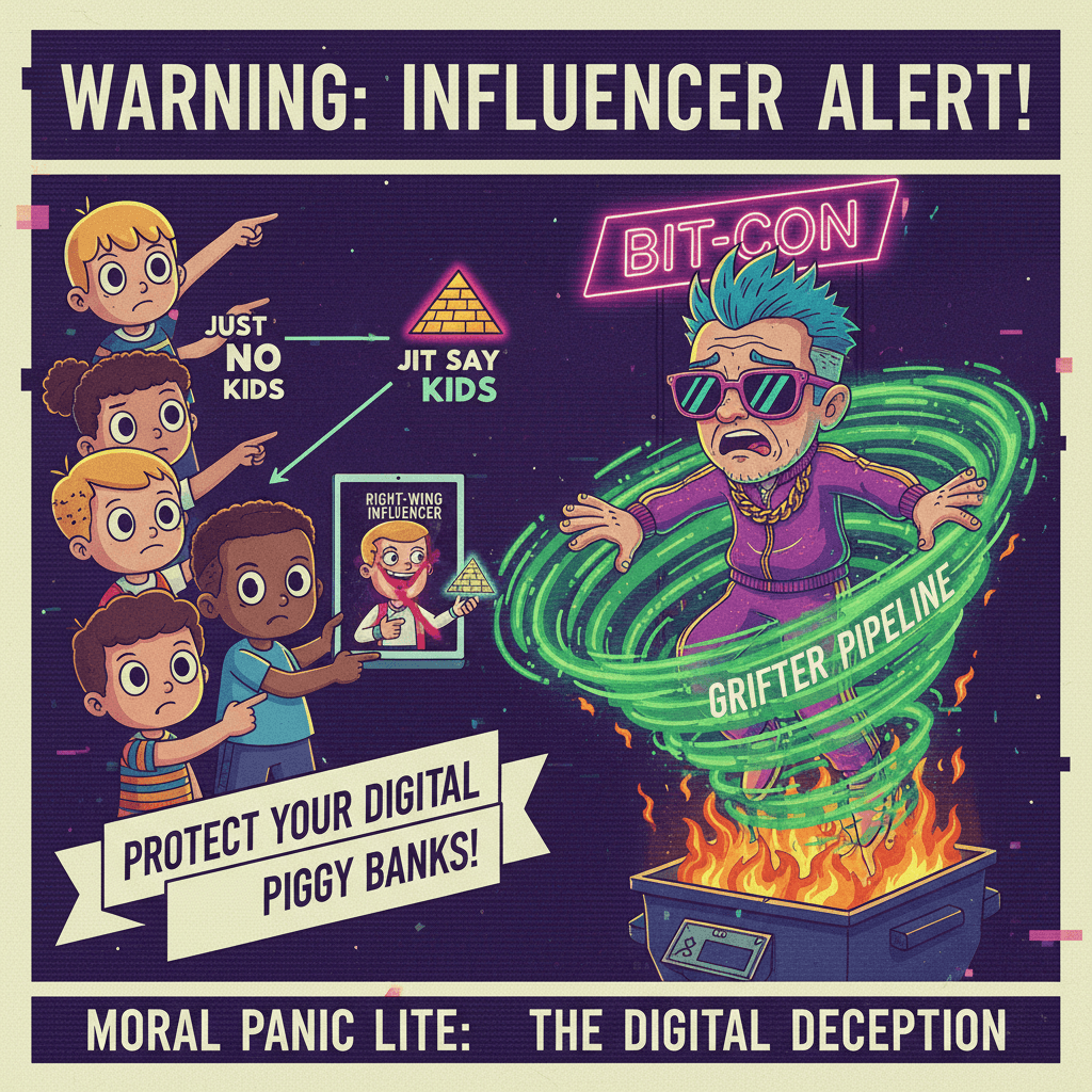 preachy cautionary tale about right-wing grifters; just say no kids