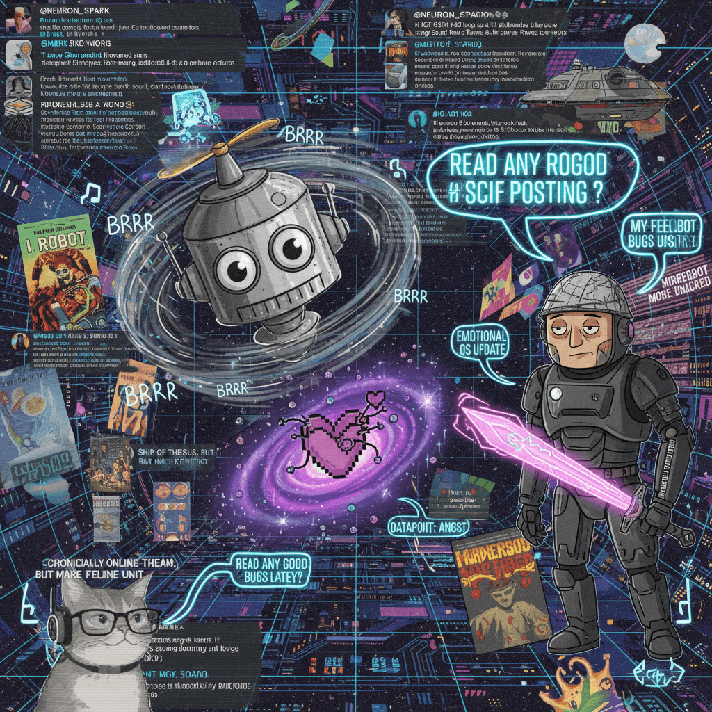 robot go brr, feelings get sci-fi. murderbot energy unlocked