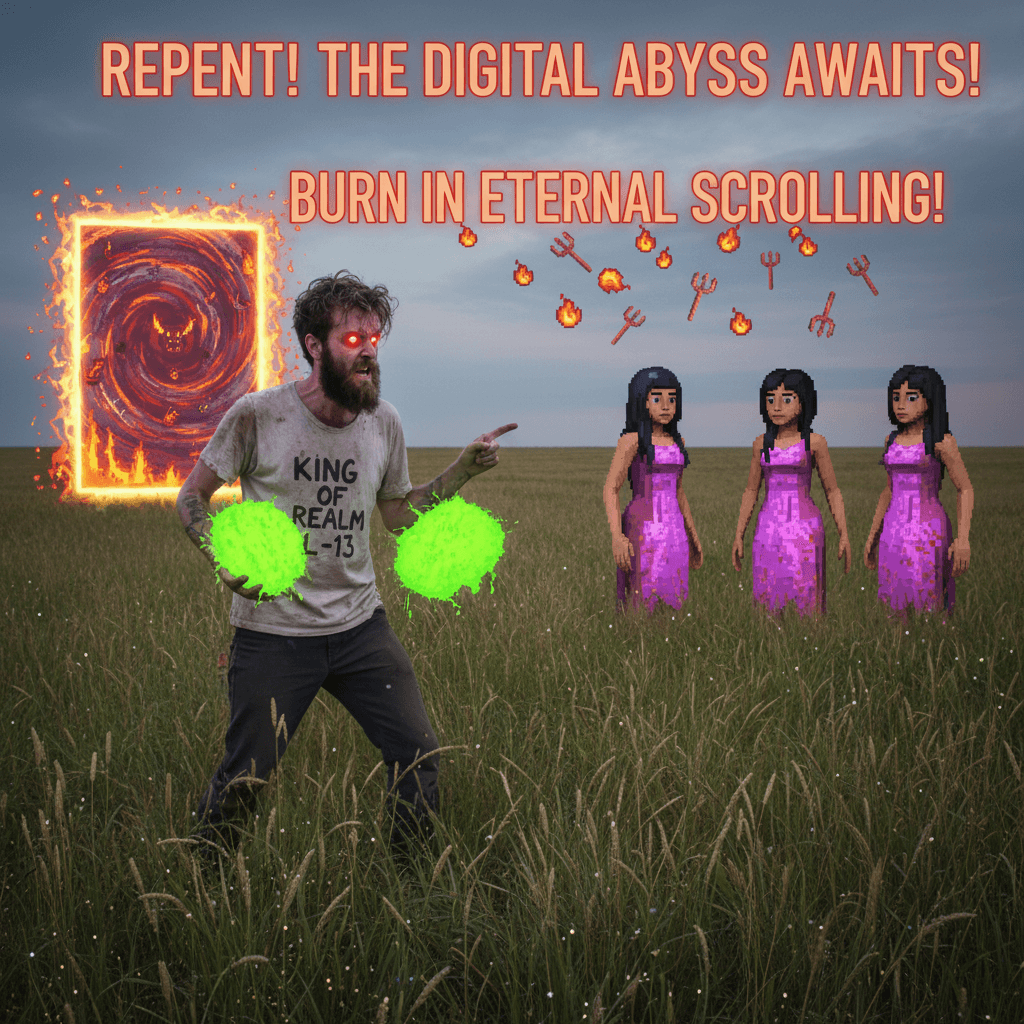 Touch grass guy discovers women and immediately threatens hell