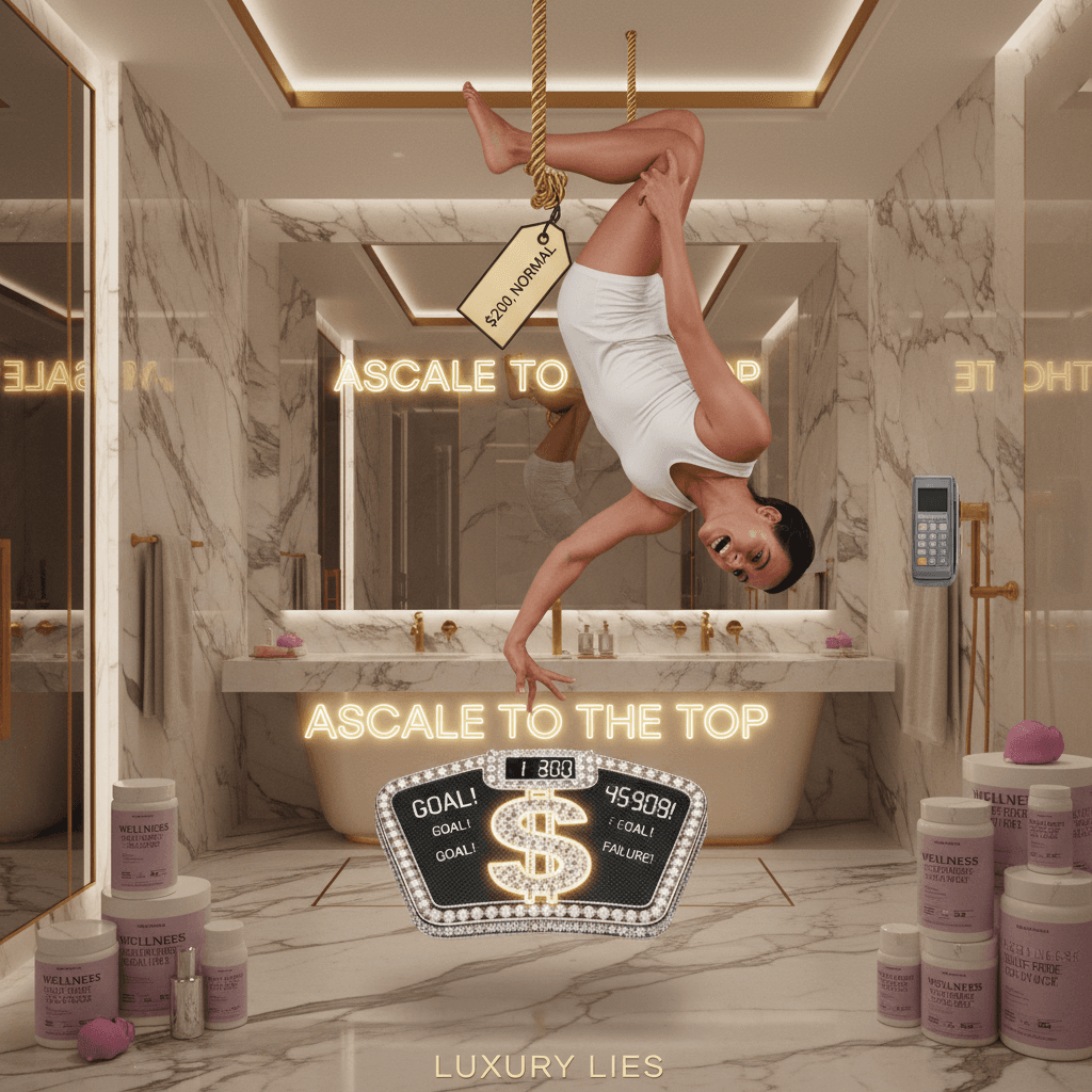 Dangling a $200 scale to manipulate your body anxiety, very normal