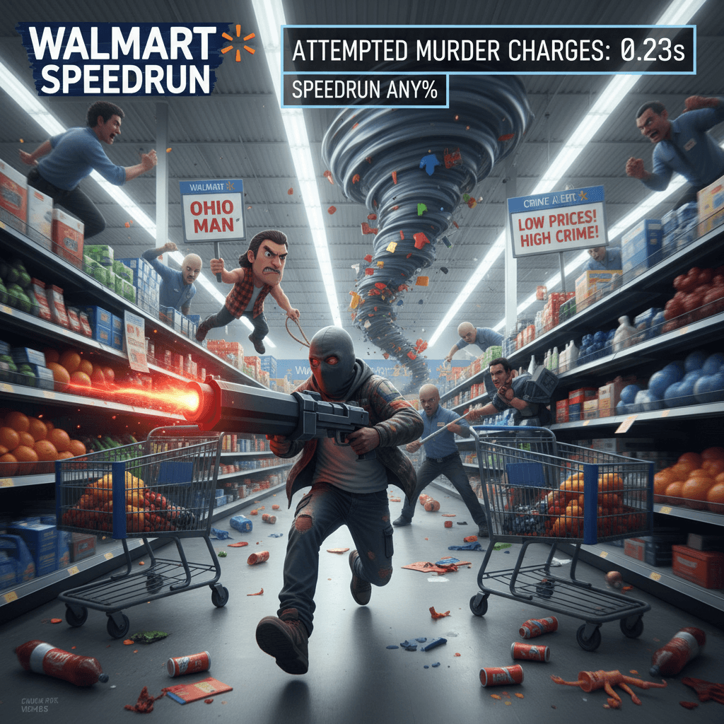 shoplifter pulls gun at walmart, attempted murder charges speedrun any%
