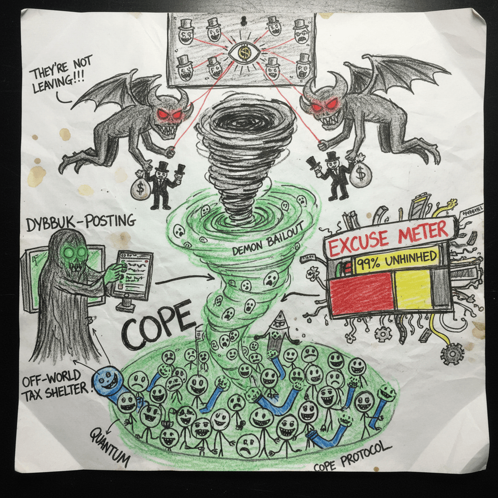 Billionaires escaping via supernatural demons, 99% cope detected