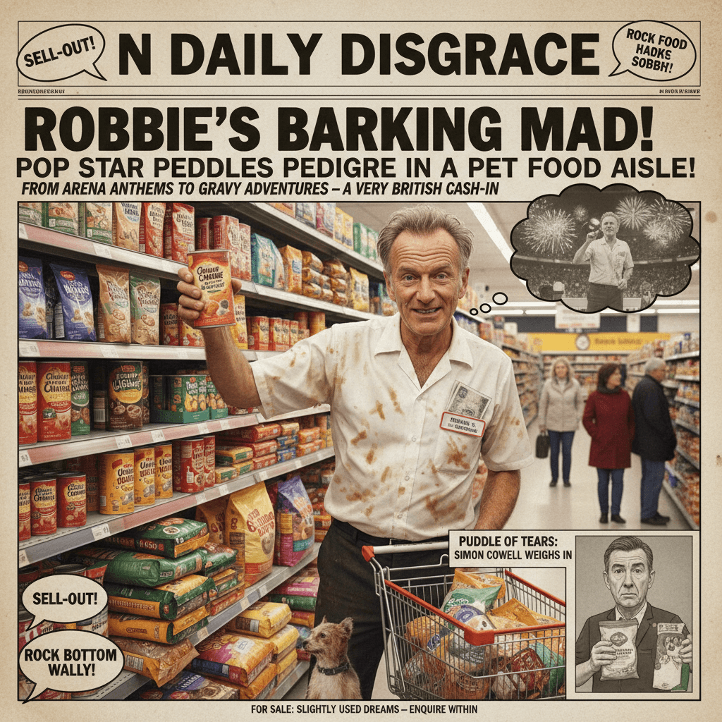 Robbie Williams: from £80m dreams to selling wet food in aisle 3
