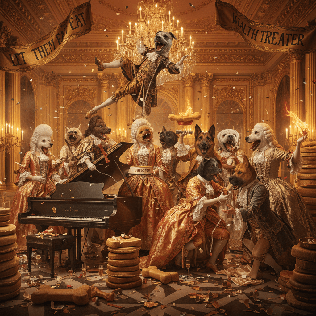 Dog-masked aristocrats doing the most unhinged performance ever