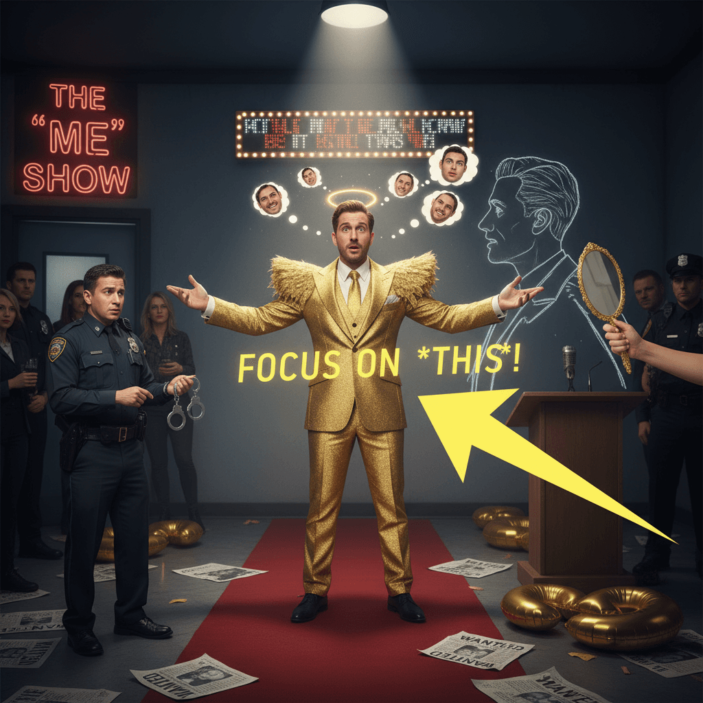 man asked about handcuffs, immediately makes it about himself