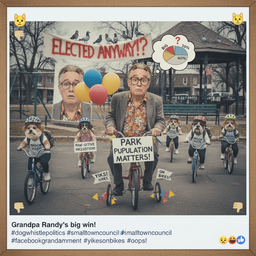 Local councillor's platform: concerned about park demographics, somehow elected anyway