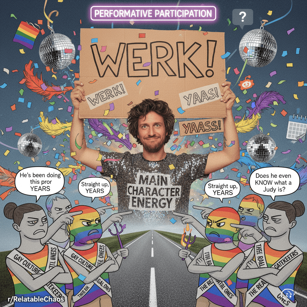 Man fakes gay culture fluency by saying 'werk' for years straight