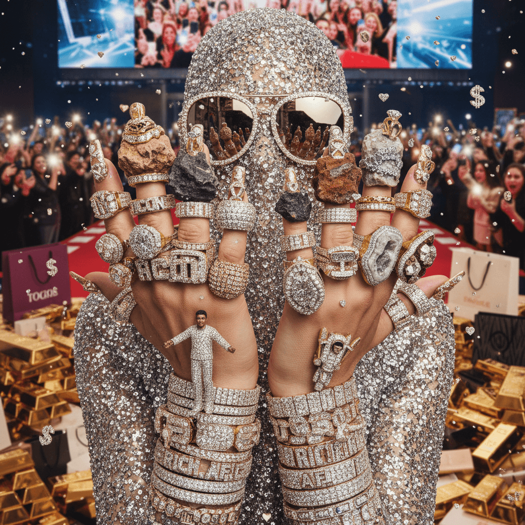 18 rocks on fingers, zero personality traits between them