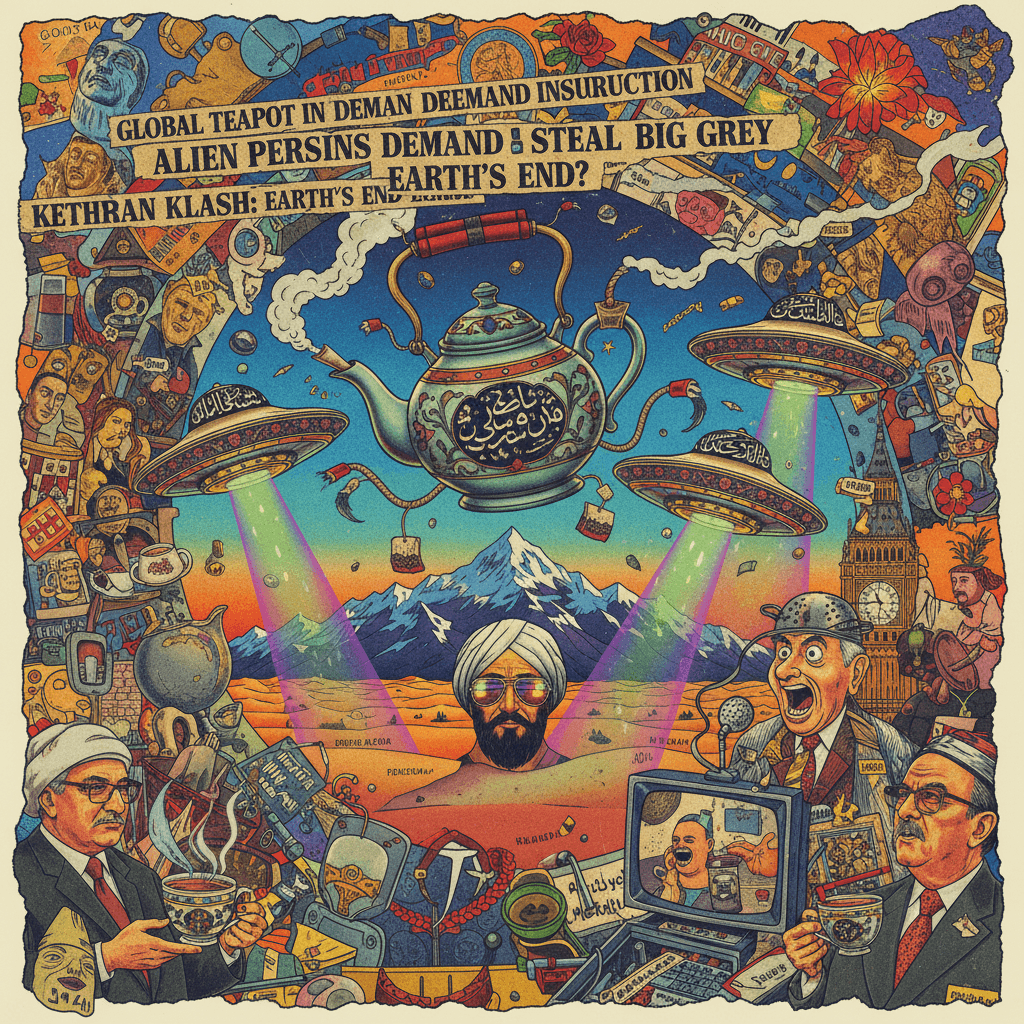 teapot terrorism meets iranian UFOs in the most unhinged news collage ever