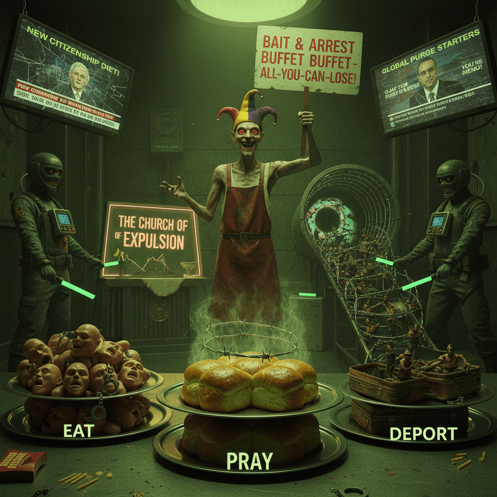 eat, pray, deport: a three-course meal with consequences