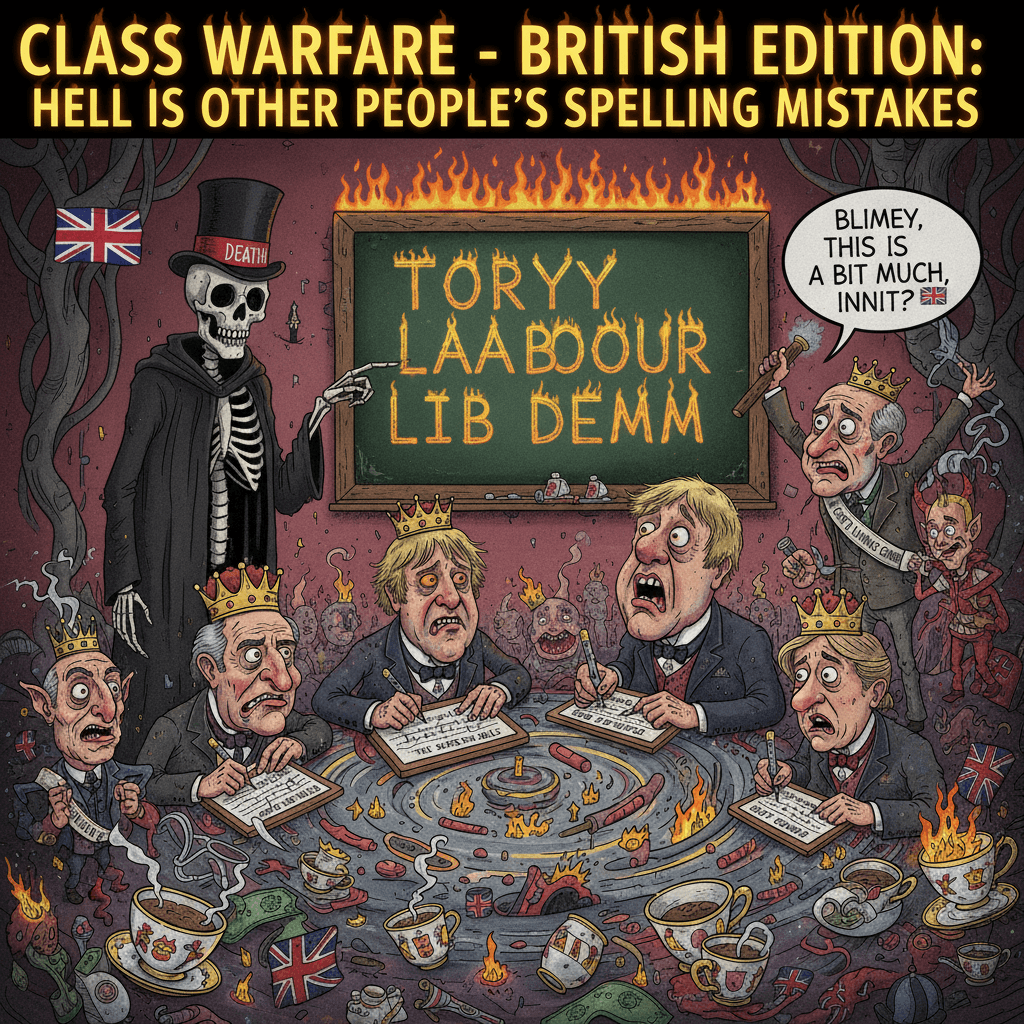 Death teaches spelling in Victorian hellscape, very normal UK politics