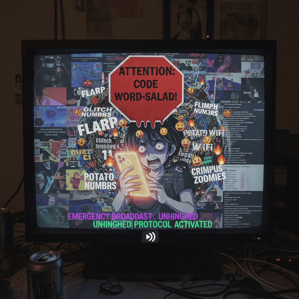 Peak gibberish disguised as a PSA; maximum unhinged energy