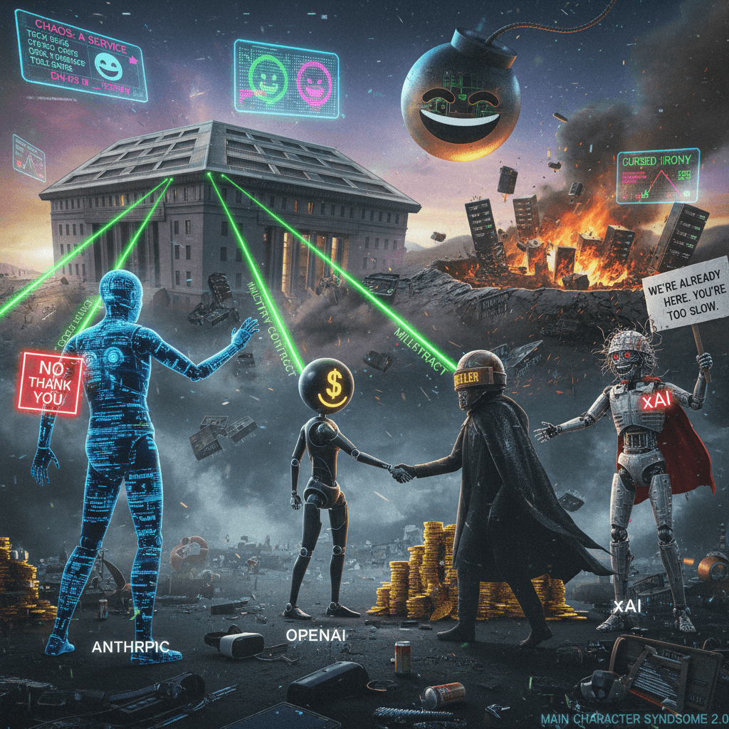 Anthropic said no thx to Pentagon, OpenAI said deal, xAI already there—chaos