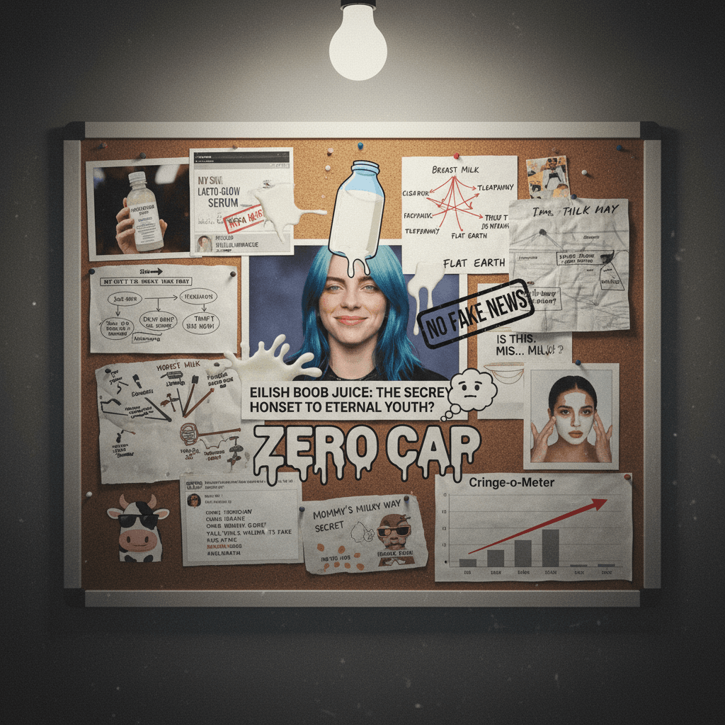 Billie Eilish breast milk skincare hoax hits different, zero cap