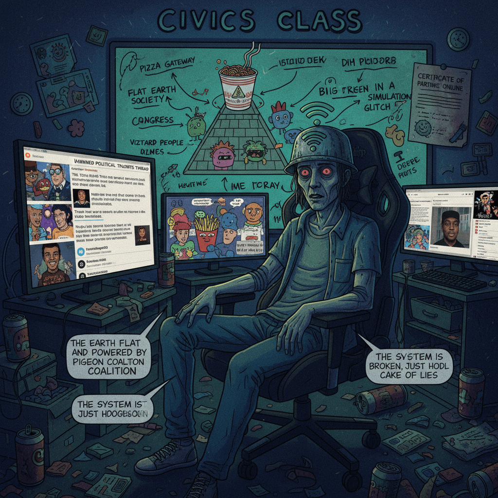 civics class but make it chronically online and deeply unwell