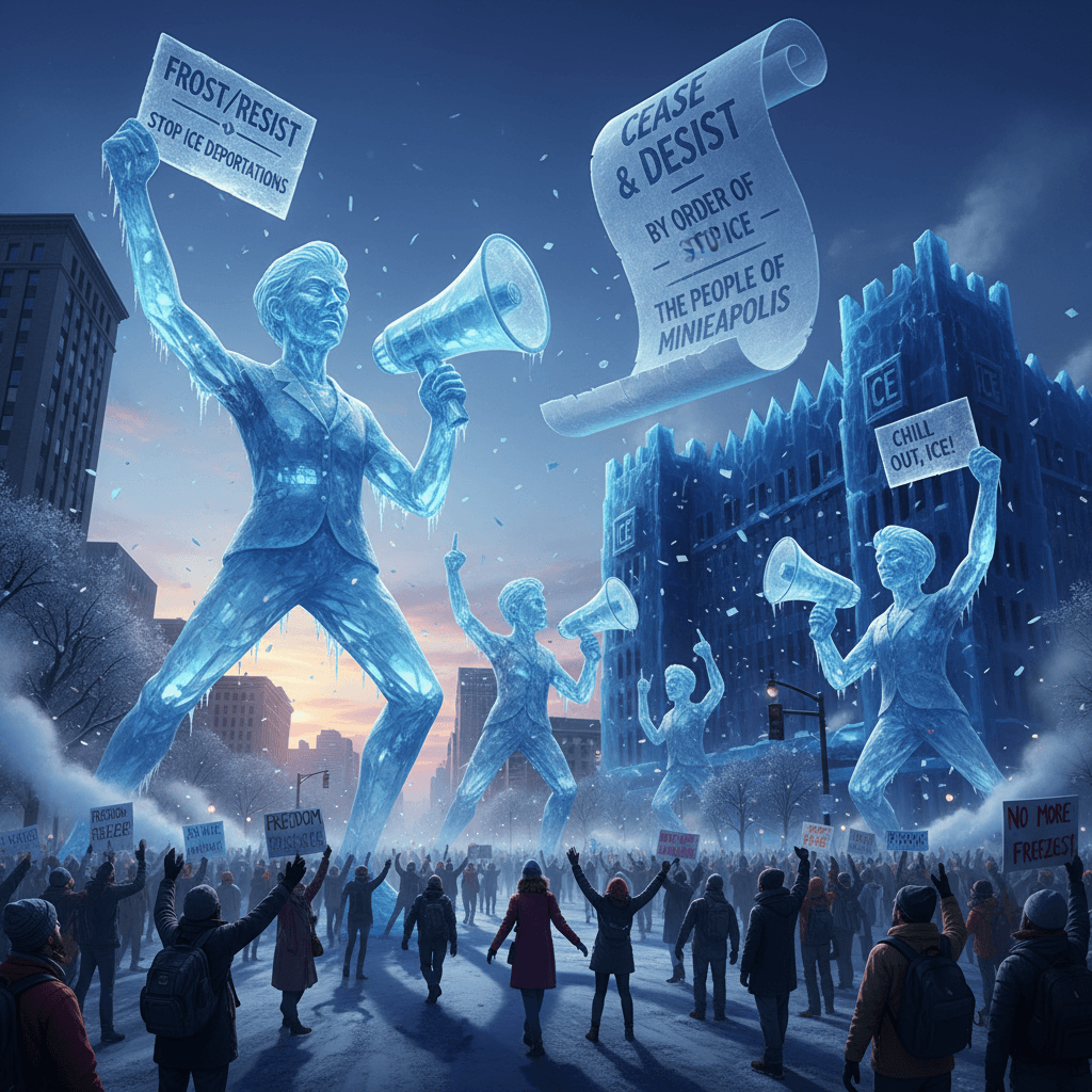 Minneapolis activists strike big poses, ICE receives cease-and-desist memo