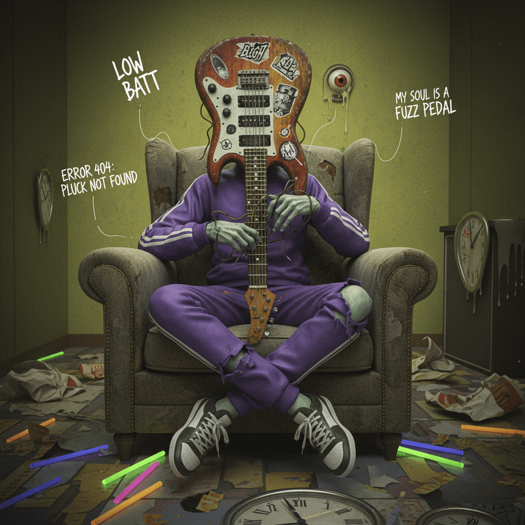 guy really said legs crossed tracksuit guitar moment