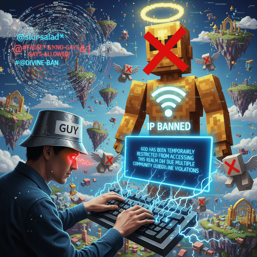 guy invents homophobic fantasy world where God gets IP banned